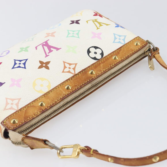 LOUIS VUITTON Monogram Multicolor Pochette Accessoires White M92649 Auth 200197