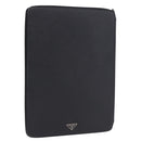 PRADA Binder Case Saffiano Black Silver Auth 200201-1