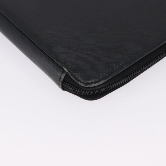 PRADA Binder Case Saffiano Black Silver Auth 200201