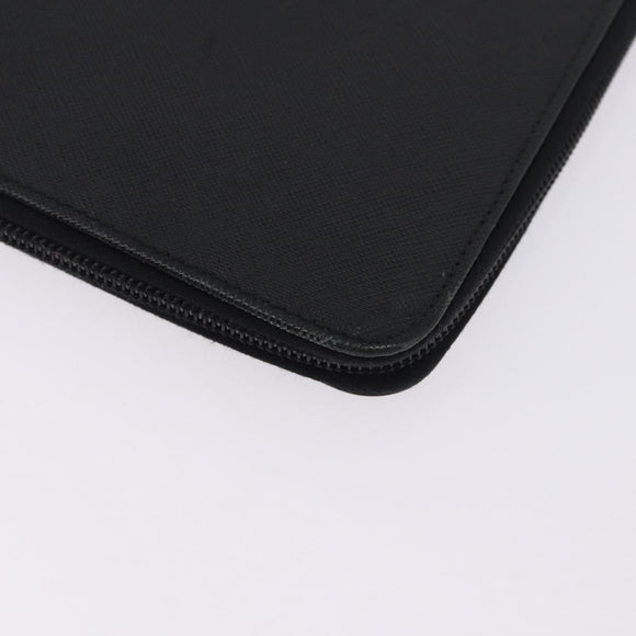 PRADA Binder Case Saffiano Black Silver Auth 200201