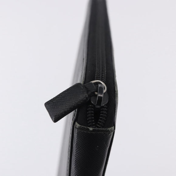 PRADA Binder Case Saffiano Black Silver Auth 200201