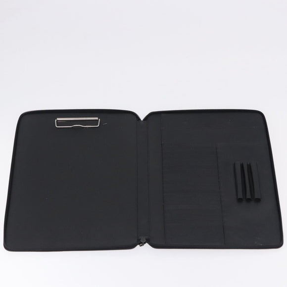 PRADA Binder Case Saffiano Black Silver Auth 200201