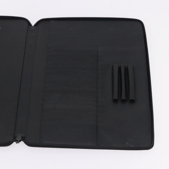 PRADA Binder Case Saffiano Black Silver Auth 200201