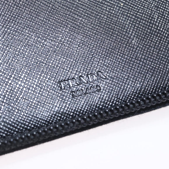 PRADA Binder Case Saffiano Black Silver Auth 200201