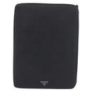PRADA Binder Case Saffiano Black Silver Auth 200201-13