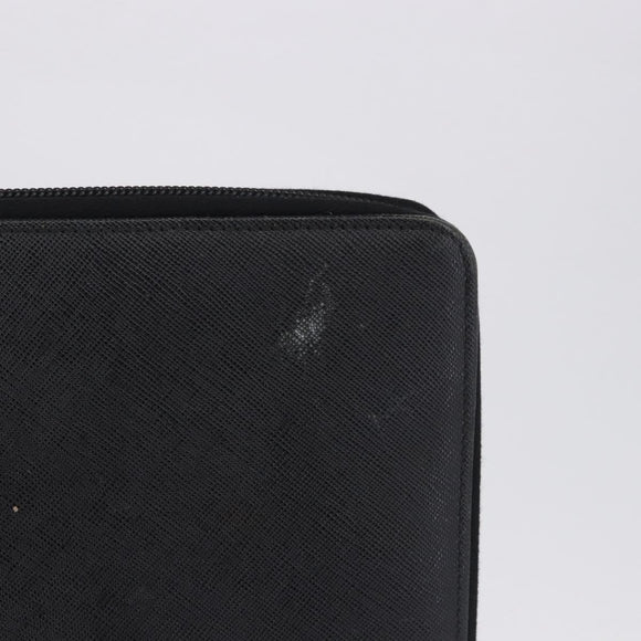 PRADA Binder Case Saffiano Black Silver Auth 200201