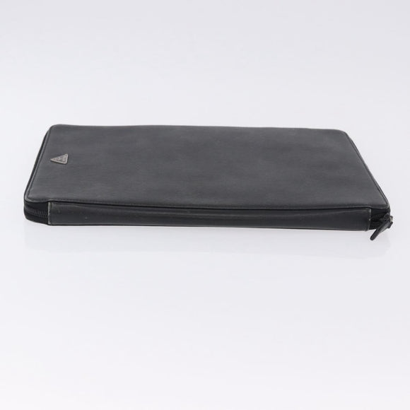 PRADA Binder Case Saffiano Black Silver Auth 200201