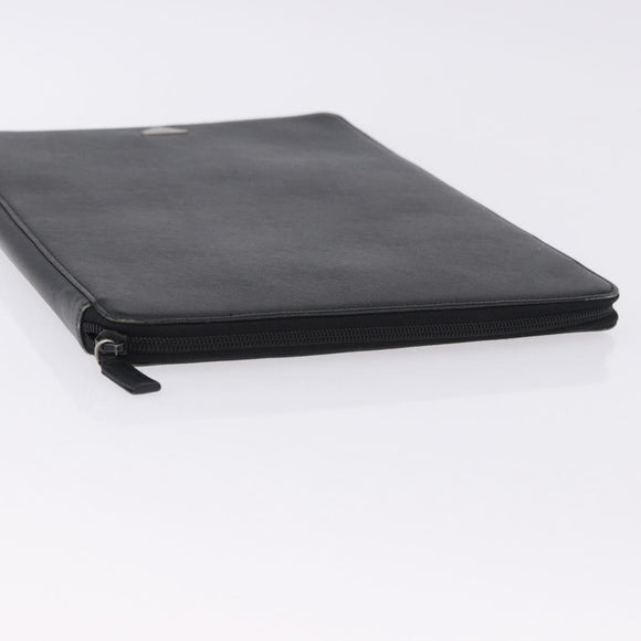 PRADA Binder Case Saffiano Black Silver Auth 200201