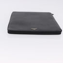 PRADA Binder Case Saffiano Black Silver Auth 200201-7