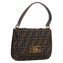 FENDI Zucca Canvas Mamma Baguette Shoulder Bag Brown Gold Tone Auth 200203-1