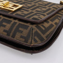 FENDI Zucca Canvas Mamma Baguette Shoulder Bag Brown Gold Tone Auth 200203-8