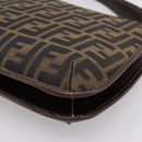 FENDI Zucca Canvas Mamma Baguette Shoulder Bag Brown Gold Tone Auth 200203-16