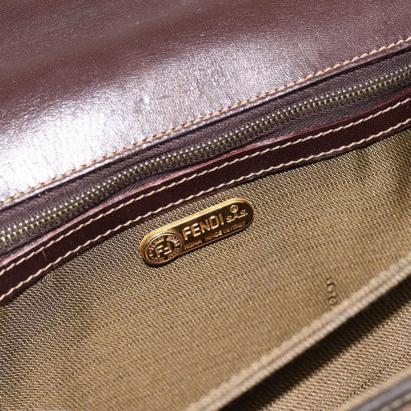 FENDI Zucca Canvas Mamma Baguette Shoulder Bag Brown Gold Tone Auth 200203
