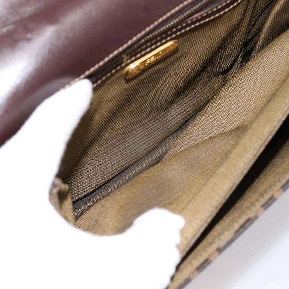 FENDI Zucca Canvas Mamma Baguette Shoulder Bag Brown Gold Tone Auth 200203