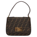 FENDI Zucca Canvas Mamma Baguette Shoulder Bag Brown Gold Tone Auth 200203-13
