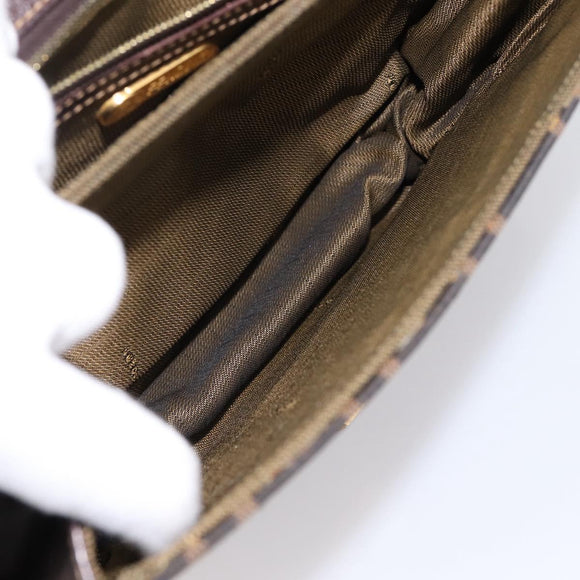 FENDI Zucca Canvas Mamma Baguette Shoulder Bag Brown Gold Tone Auth 200203