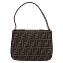 FENDI Zucca Canvas Mamma Baguette Shoulder Bag Brown Gold Tone Auth 200203-2