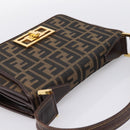 FENDI Zucca Canvas Mamma Baguette Shoulder Bag Brown Gold Tone Auth 200203-6