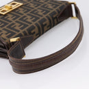 FENDI Zucca Canvas Mamma Baguette Shoulder Bag Brown Gold Tone Auth 200203-7