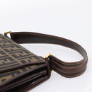 FENDI Zucca Canvas Mamma Baguette Shoulder Bag Brown Gold Tone Auth 200203-14