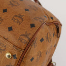 MCM Vicetos Boston Bag PVC Leather 2way Brown Gold Tone Auth 200204-9