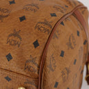 MCM Vicetos Boston Bag PVC Leather 2way Brown Gold Tone Auth 200204-15