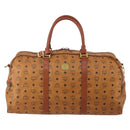 MCM Vicetos Boston Bag PVC Leather 2way Brown Gold Tone Auth 200204-13