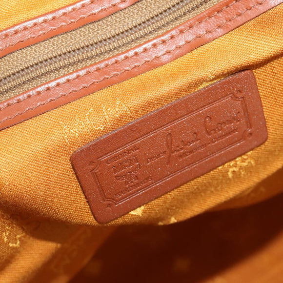 MCM Vicetos Boston Bag PVC Leather 2way Brown Gold Tone Auth 200204