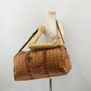 MCM Vicetos Boston Bag PVC Leather 2way Brown Gold Tone Auth 200204-24