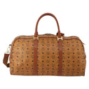 MCM Vicetos Boston Bag PVC Leather 2way Brown Gold Tone Auth 200204-2