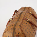 MCM Vicetos Boston Bag PVC Leather 2way Brown Gold Tone Auth 200204-4