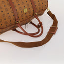 MCM Vicetos Boston Bag PVC Leather 2way Brown Gold Tone Auth 200204-5