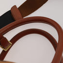 MCM Vicetos Boston Bag PVC Leather 2way Brown Gold Tone Auth 200204-8