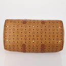 MCM Vicetos Boston Bag PVC Leather 2way Brown Gold Tone Auth 200204-3