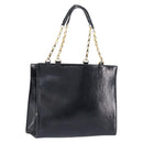 CELINE Hand Bag Leather Black Gold Tone Auth 200206-1