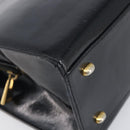 CELINE Hand Bag Leather Black Gold Tone Auth 200206-16
