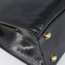 CELINE Hand Bag Leather Black Gold Tone Auth 200206-10