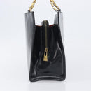 CELINE Hand Bag Leather Black Gold Tone Auth 200206-4