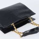 CELINE Hand Bag Leather Black Gold Tone Auth 200206-6