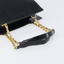 CELINE Hand Bag Leather Black Gold Tone Auth 200206-7