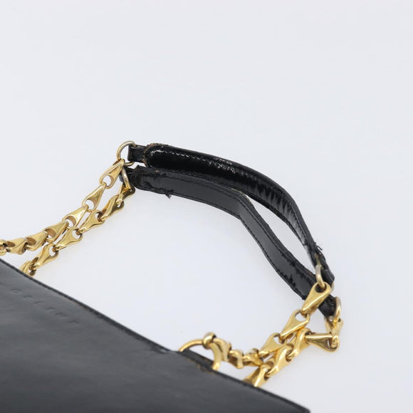 CELINE Hand Bag Leather Black Gold Tone Auth 200206