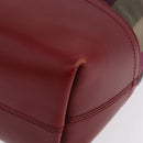 FENDI Stripe Tote Bag Nylon Red Gold Tone 8BH185 Auth 200207V-15
