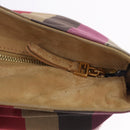 FENDI Stripe Tote Bag Nylon Red Gold Tone 8BH185 Auth 200207V-9
