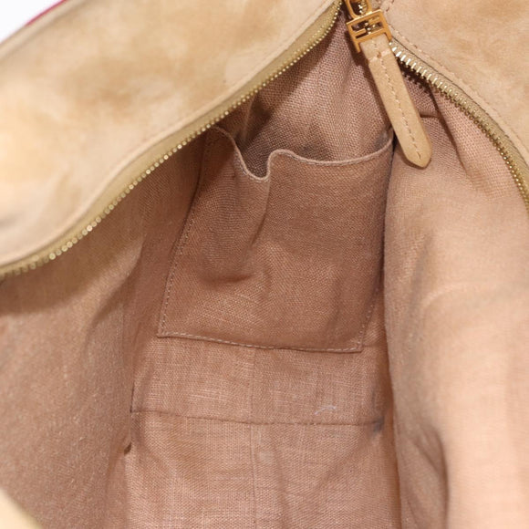 FENDI Stripe Tote Bag Nylon Red Gold Tone 8BH185 Auth 200207V