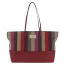 FENDI Stripe Tote Bag Nylon Red Gold Tone 8BH185 Auth 200207V-13