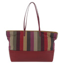 FENDI Stripe Tote Bag Nylon Red Gold Tone 8BH185 Auth 200207V-2
