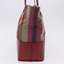 FENDI Stripe Tote Bag Nylon Red Gold Tone 8BH185 Auth 200207V-3