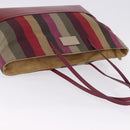 FENDI Stripe Tote Bag Nylon Red Gold Tone 8BH185 Auth 200207V-6