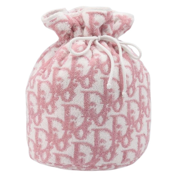 Christian Dior Trotter Pouch Pile Pink White Auth 200208