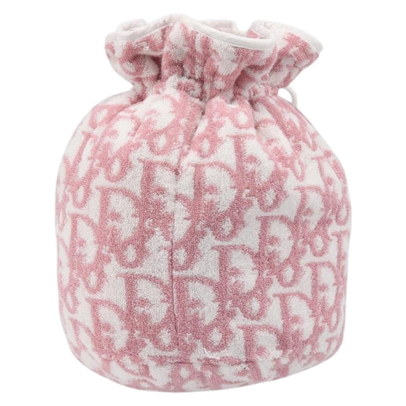 Christian Dior Trotter Pouch Pile Pink White Auth 200208